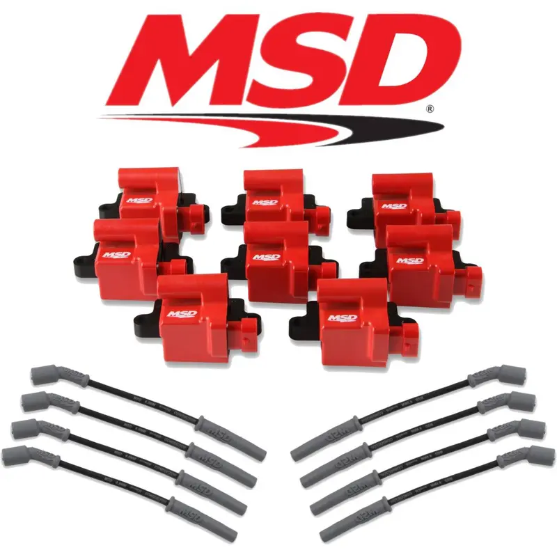 Msd Red Ignition Coil/Black Plug Wire Kit For 99-07 Chevrolet/Gmc 5.3L/6.0L Ls 1