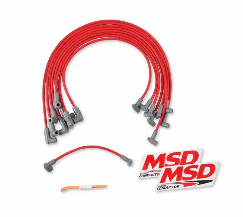 Msd Super Conductor 8.5Mm Spark Plug Wire Set With Hei Cap - Copper - Red 1