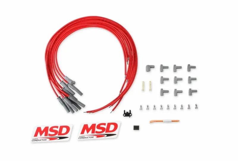 Msd Super Conductor Spark Plug Wire Set, Multi-Angle Plug, Hei Cap - Red 1