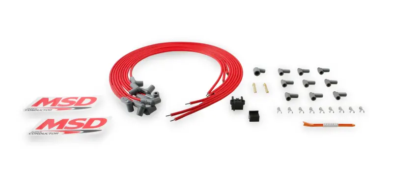 Msd Super Conductor Spark Plug Wire Set Red 90° Plug/90° Boot For Universal V8 2