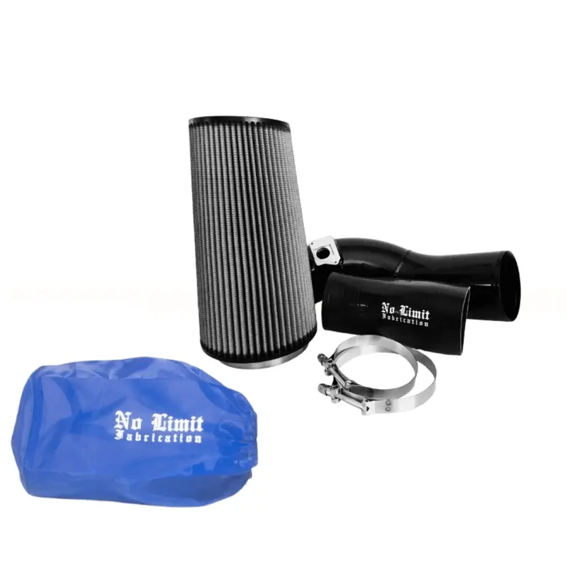 No Limit Fabrication Black Cold Air Intake Dry Filter With Blue Pre-Filter For 2003 Ford 6.0L Powerstroke 1