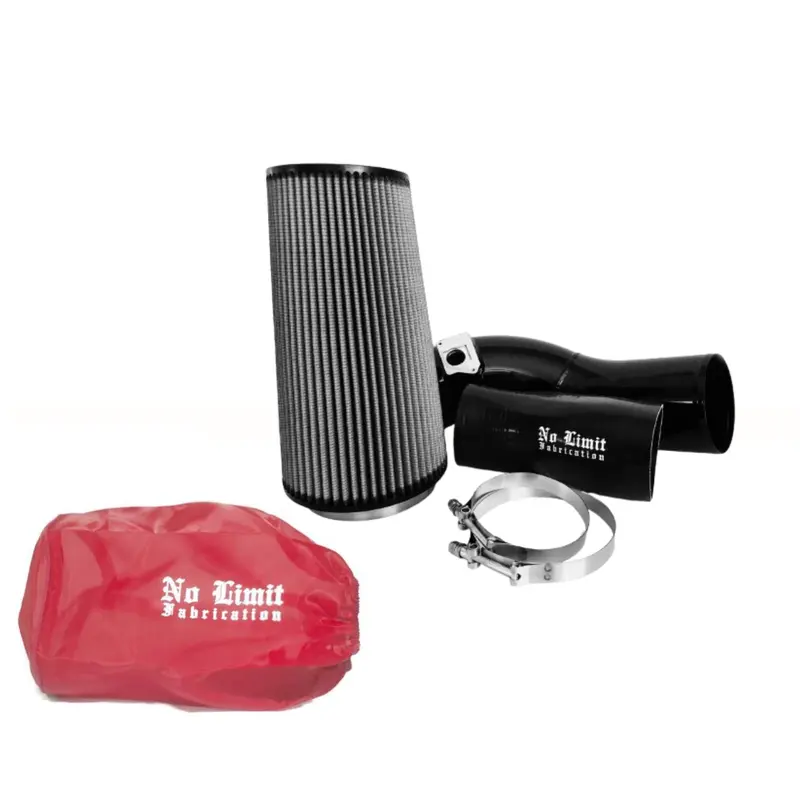 No Limit Fabrication Black Cold Air Intake Dry Filter With Red Pre-Filter For 2003 Ford 6.0L Powerstroke 1