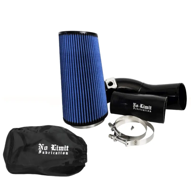 No Limit Fabrication Black Cold Air Intake Oiled Filter With Black Pre-Filter For 2003 Ford 6.0L Powerstroke 1