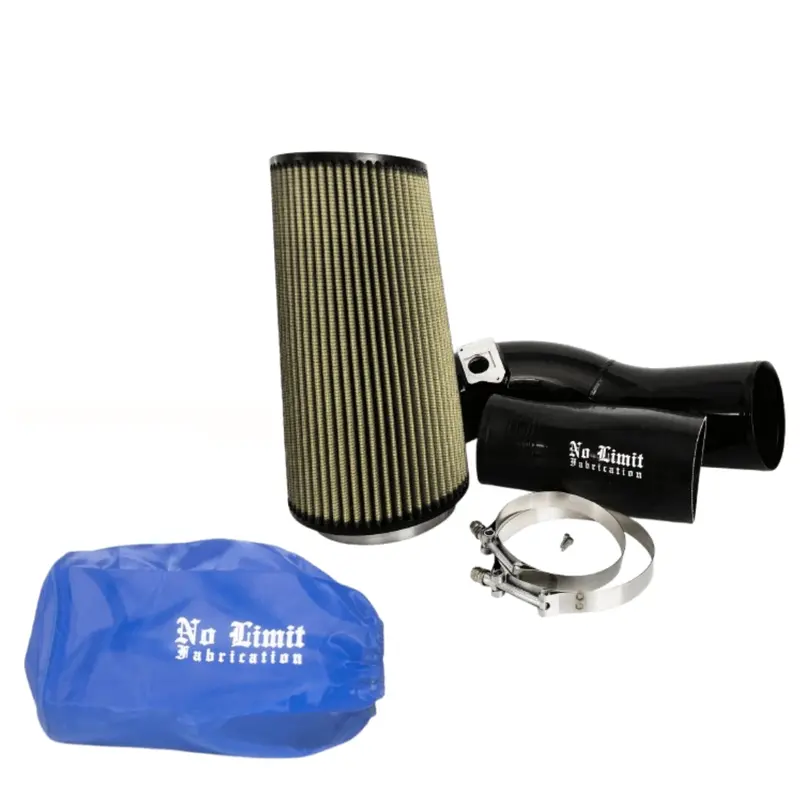 No Limit Fabrication Black Cold Air Intake With Oiled Pro Guard 7 Filter And Blue Pre-Filter For 2004-2007 Ford 6.0L Powerstroke 1