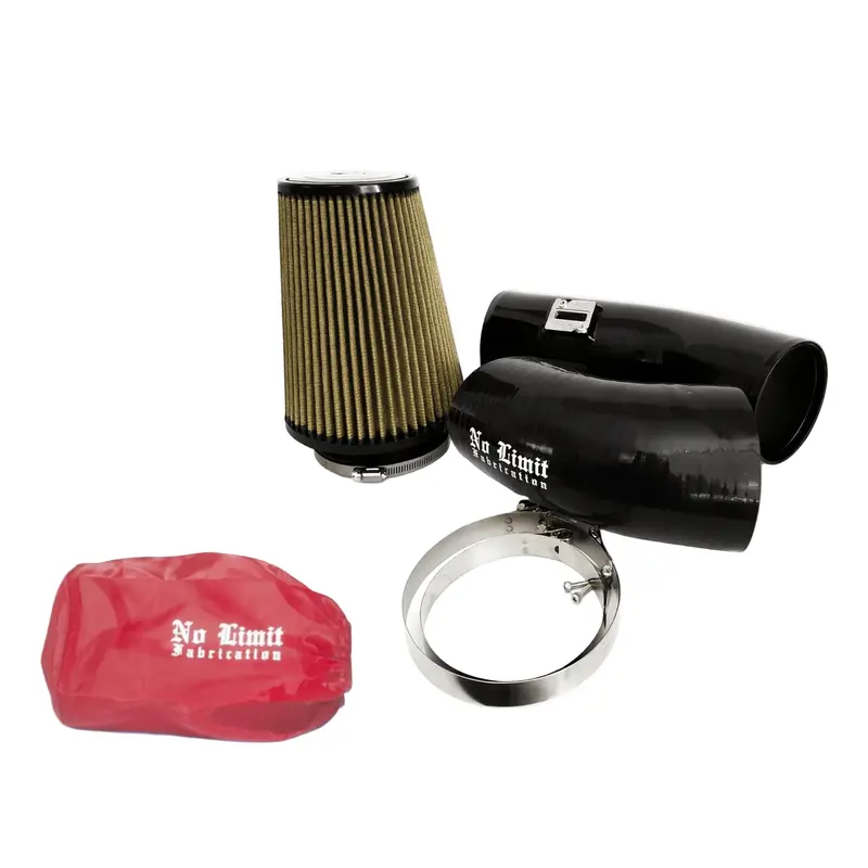 No Limit Fabrication Black Cold Air Intake With Pro Guard 7 Filter And Red Pre-Filter For 2011-2016 Ford 6.7L Powerstroke 1