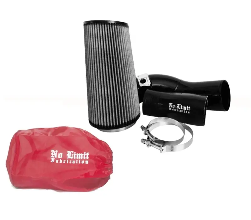 No Limit Fabrication Black Cold Air Intake With Red Pre-Filter For 2004-2007 Ford 6.0L Powerstroke 1