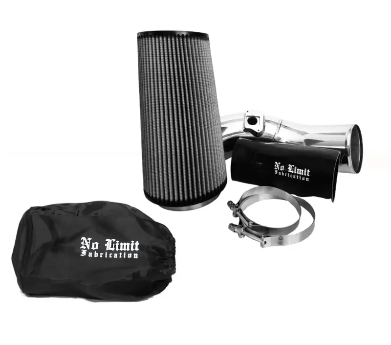 No Limit Fabrication Polished Cold Air Intake With Dry Filter And Black Pre-Filter For 2003 Ford 6.0L Powerstroke 1