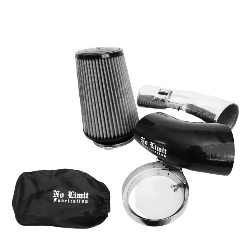 No Limit Fabrication Polished Cold Air Intake With Dry Filter & Black Pre-Filter For 2011–2016 Ford 6.7L Powerstroke 1