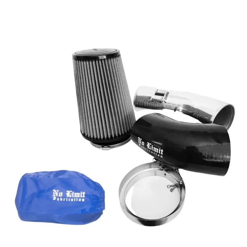 No Limit Fabrication Polished Cold Air Intake With Dry Filter & Blue Pre-Filter For 2011–2016 Ford 6.7L Powerstroke 1