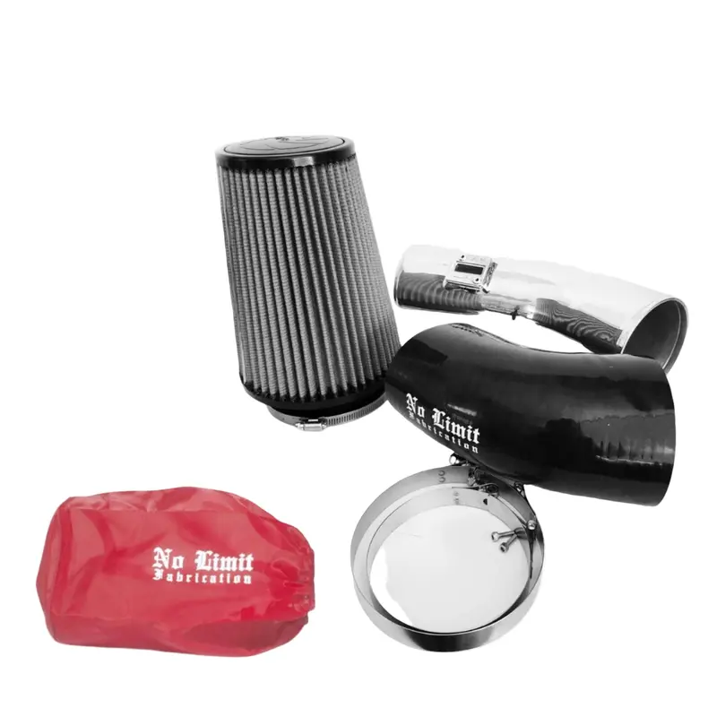 No Limit Fabrication Polished Cold Air Intake With Dry Filter & Red Pre-Filter For 2011–2016 Ford 6.7L Powerstroke 1