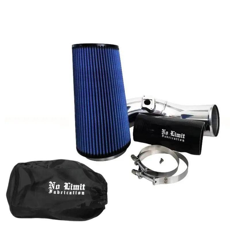 No Limit Fabrication Polished Cold Air Intake With Oiled Filter And Black Pre-Filter For 2004-2007 Ford 6.0L Powerstroke 1