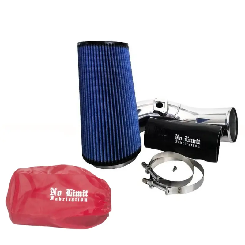 No Limit Fabrication Polished Cold Air Intake With Oiled Pro5r Filter And Black Pre-Filter For 2004-2007 Ford 6.0L Powerstroke 1