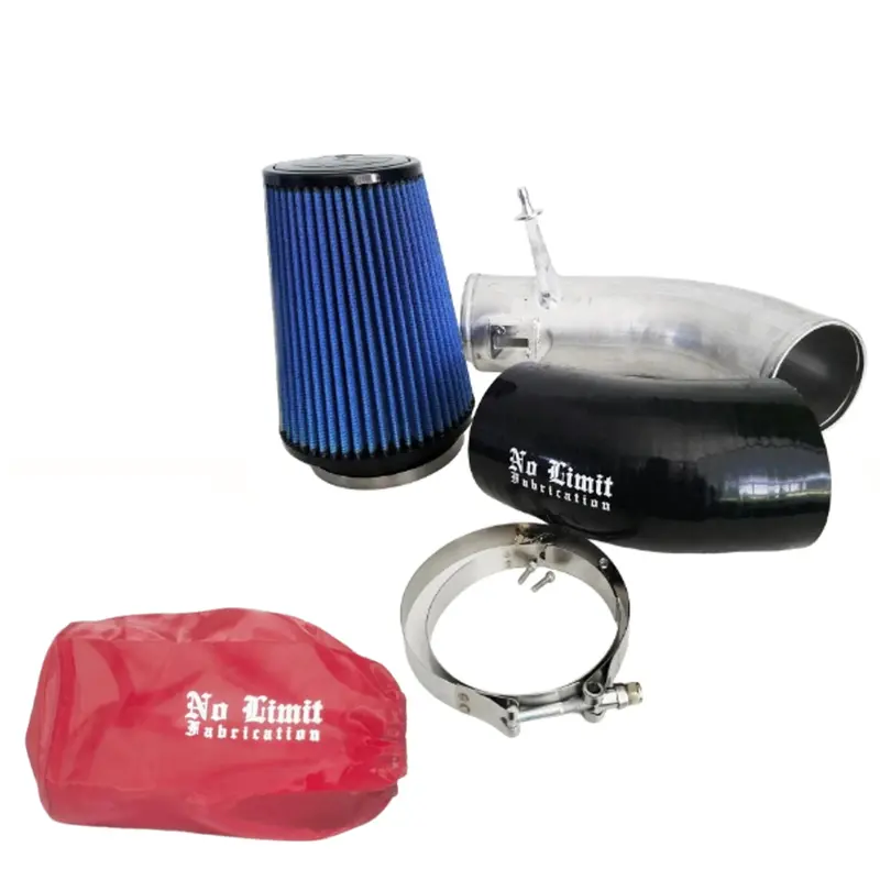 No Limit Fabrication Raw Cold Air Intake Pro5r With Red Pre-Filter For 2004–2007 6.0L Powerstroke 1