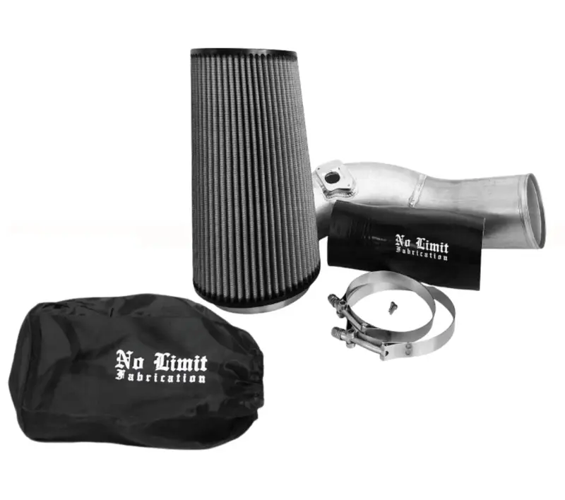 No Limit Fabrication Raw Cold Air Intake With Dry Filter And Black Pre-Filter For 2003 Ford 6.0L Powerstroke 1
