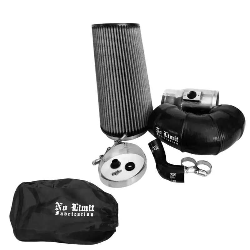 No Limit Fabrication Raw Cold Air Intake With Dry Filter And Black Pre-Filter For 2008-2010 Ford 6.4L Powerstroke 1