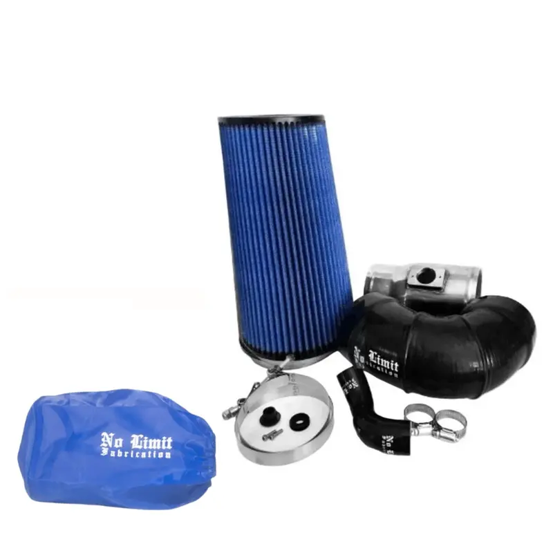 No Limit Fabrication Raw Cold Air Intake With Oiled Filter And Blue Pre-Filter For 2008-2010 Ford 6.4L Powerstroke 1