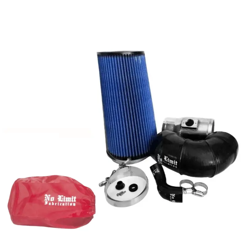 No Limit Fabrication Raw Cold Air Intake With Oiled Filter And Red Pre-Filter For 2008-2010 Ford 6.4L Powerstroke 1
