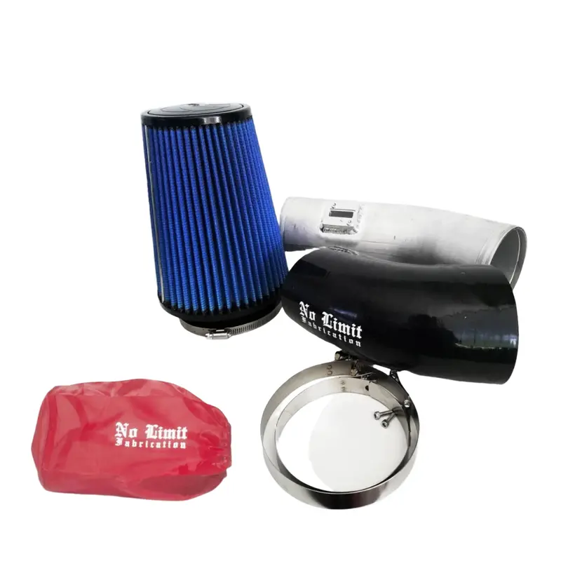 No Limit Fabrication Raw Cold Air Intake With Oiled Filter & Red Pre-Filter For 2011–2016 Ford 6.7L Powerstroke 1