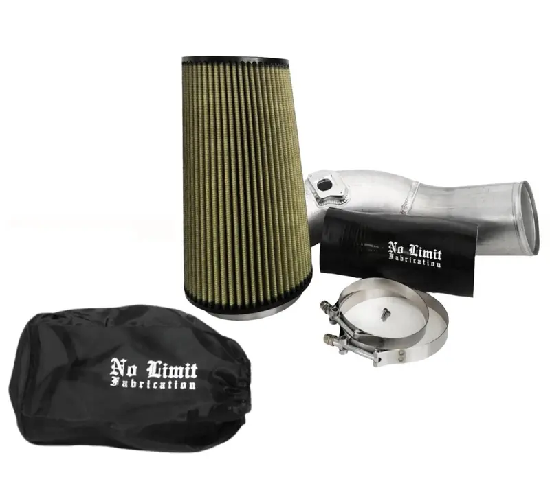 No Limit Fabrication Raw Cold Air Intake With Pg7 Filter And Black Pre-Filter For 2003 Ford 6.0L Powerstroke 1