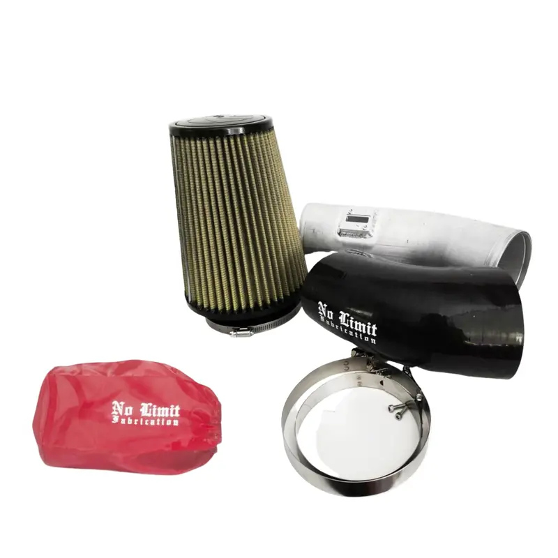 No Limit Fabrication Raw Cold Air Intake With Pro Guard 7 & Red Pre-Filter For 2011–2016 Ford 6.7L Powerstroke 1
