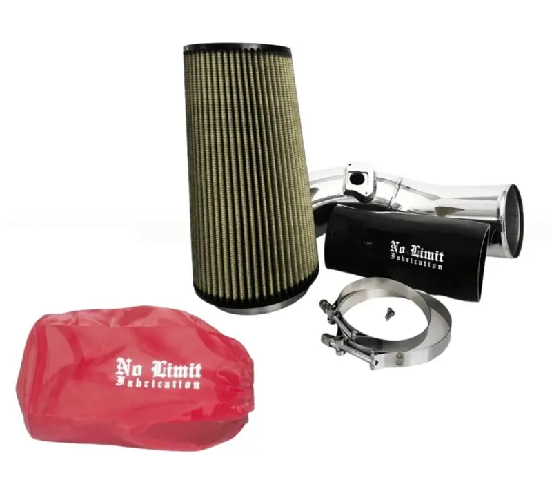No Limit Polished Air Intake With Pg7 Filter And Red Pre-Filter For 2003 6.0L Powerstroke 1