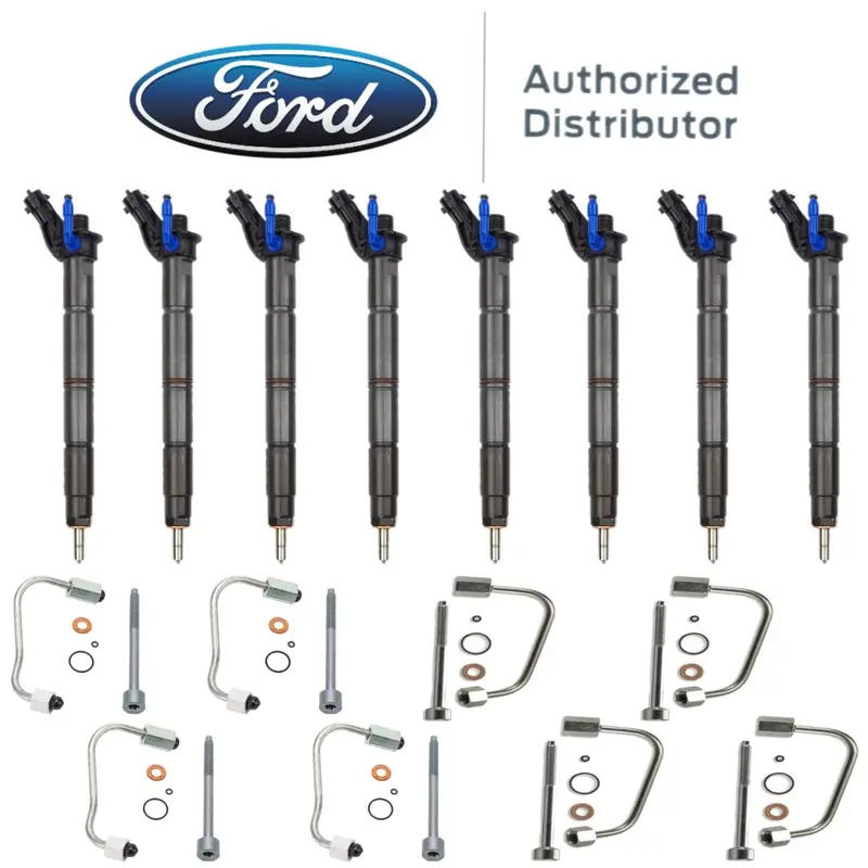 Oem Ford (8) Fuel Injectors With Lines & Bolts For 11-14 Ford 6.7L Powerstroke 1