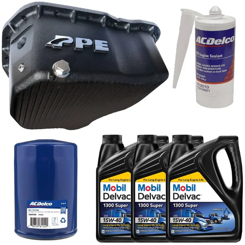 Oil Pan Kit Mobil Oil/Filter/Sealant/Ppe Black Deep Pan For 01-10 6.6L Duramax 1