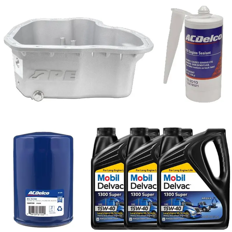 Oil Pan Kit Mobil Oil/Filter/Sealant/Ppe Raw Deep Pan For 2001-2010 6.6L Duramax 1