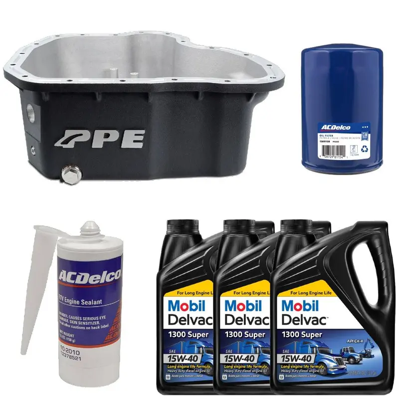 Oil Pan Kit Mobil Oil/Sealant/Filter Ppe Black Deep Pan For 11-16 6.6L Duramax 1