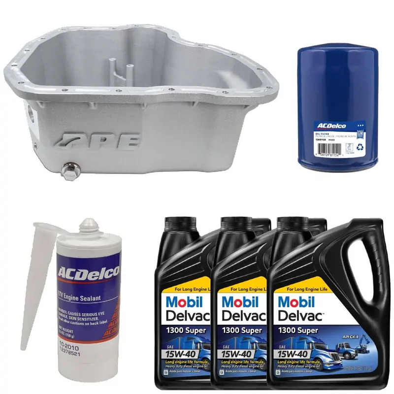 Oil Pan Kit Mobil Oil/Sealant/Filter Ppe Raw Deep Pan For 2011-2016 6.6L Duramax 1