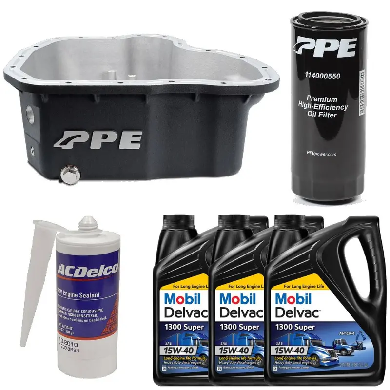 Oil Pan Kit Mobil Oil/Sealant/Ppe Black Deep Pan & Filter For 11-16 6.6L Duramax 1