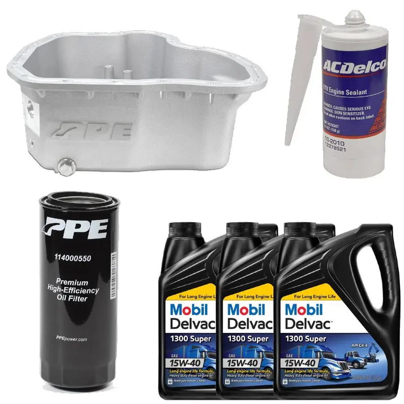 Oil Pan Kit Mobil Oil/Sealant/Ppe Raw Deep Pan & Filter For 01-10 6.6L Duramax 1