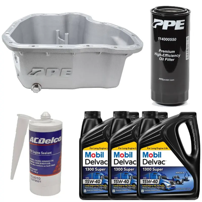 Oil Pan Kit Mobil Oil/Sealant/Ppe Raw Deep Pan & Filter For 11-16 6.6L Duramax 1