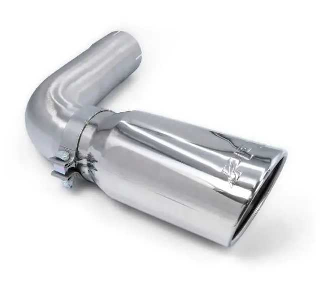 Ppe 4" Steel Turn-Out Exhaust Pipe W/ 5" Polished Tip For 07-19 Gm 6.6L Duramax 1