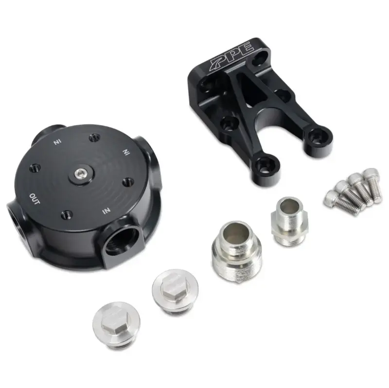 Ppe Aluminum Billet Remote Oil Filter Mount Kit For 01-19 Gmc Chevrolet 6.6L Duramax 1