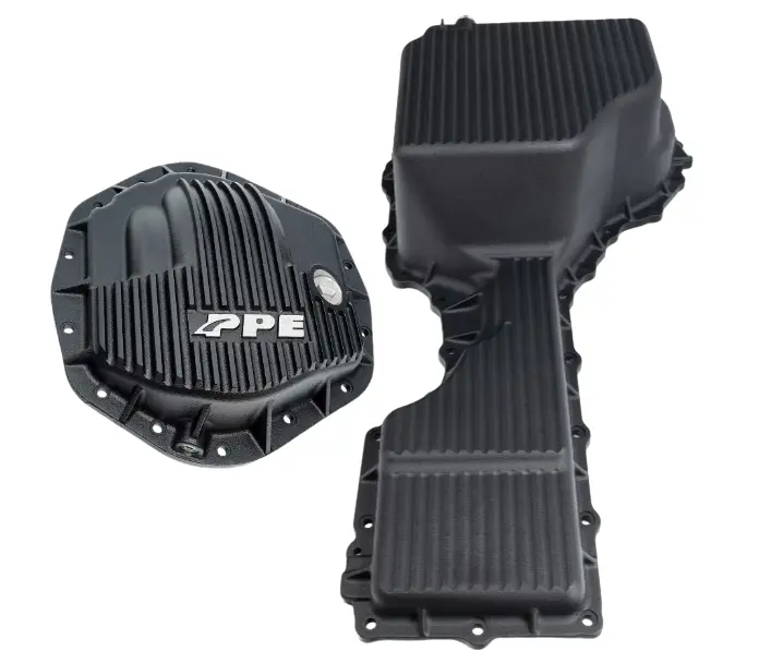 Ppe Black Aluminum Oil Pan & Rear Differential Cover For 17-19 Gm 6.6L Duramax 1