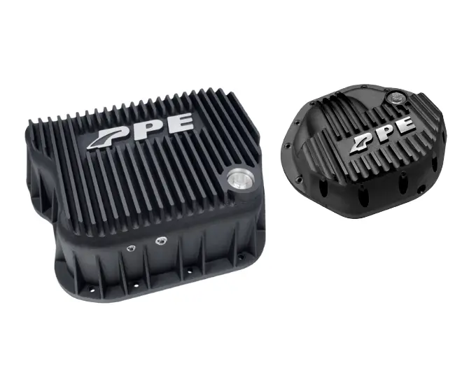 Ppe Black Deep Trans Pan & Front Diff Cover For 03-09 Dodge Ram 2500/3500 5.9L 1