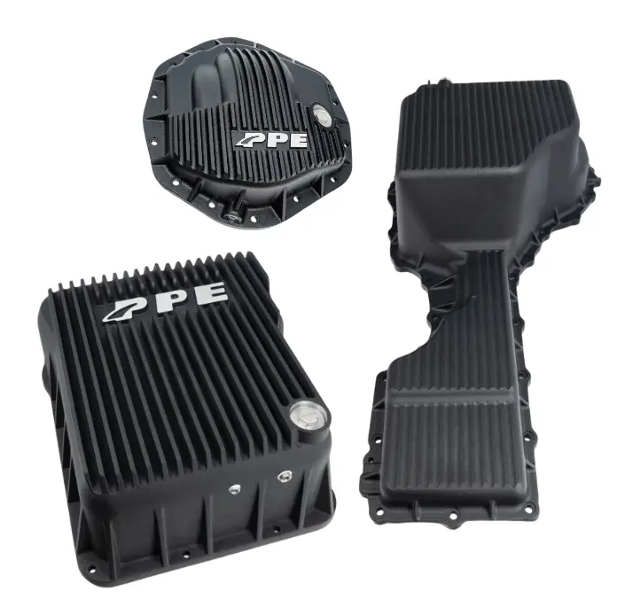 Ppe Black Deep Transmission/Oil Pan/Rear Diff Cover For 2017-2019 Gm 6.6L Duramax 1