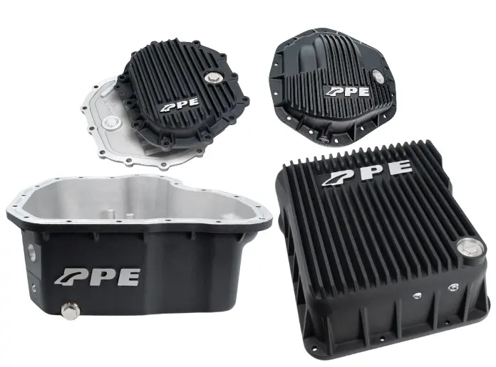Ppe Black Deep Transmission/Oil Pan/Rear & Front Diff Cover For 11-16 Gm 6.6L Duramax 1
