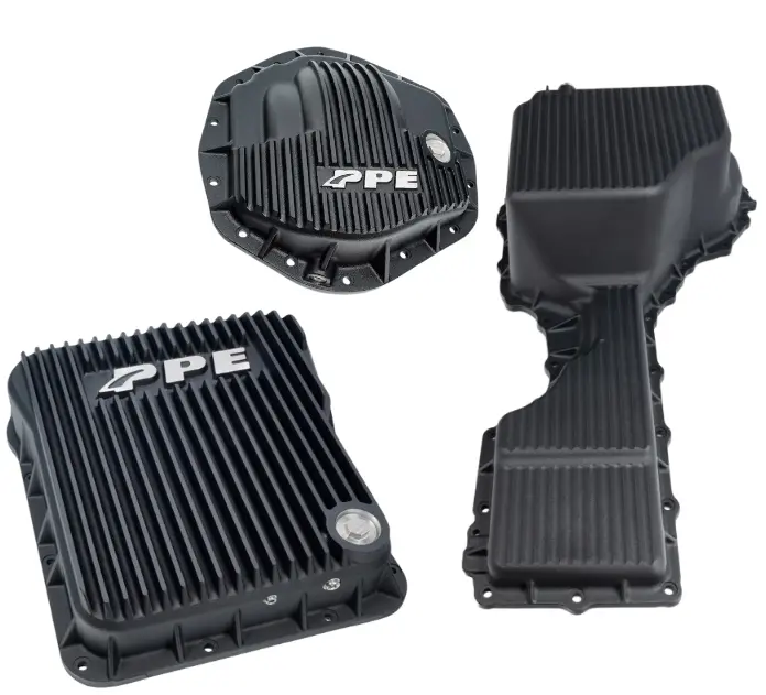 Ppe Black Heavy Duty Transmission/Oil Pan/Rear Diff Cover For 2017-2019 Gm 6.6L Duramax 1
