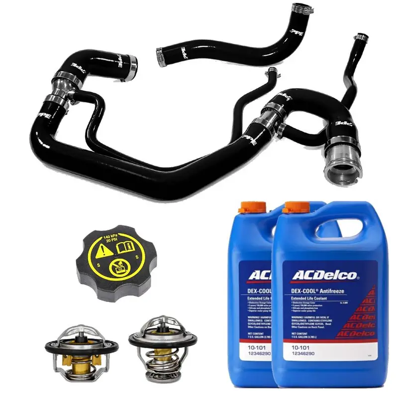 Ppe Black Radiator Hoses/Thermostats/Gm Coolant & Cap For 07-10 6.6L Duramax Lmm 1