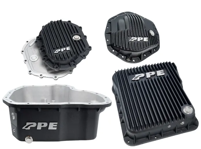 Ppe Black Transmission/Oil Pan/Front & Rear Diff Cover For 11-16 Gm 6.6L Duramax 1