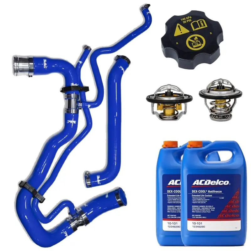 Ppe Blue Radiator Hose/Thermostats/Acdelco Coolant & Cap For 11-16 6.6L Duramax 1