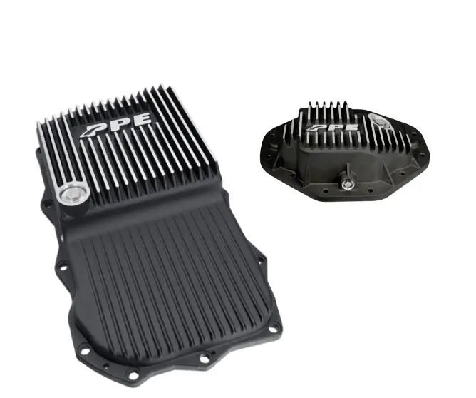 Ppe Brushed Deep Trans Pan & 9.25" 12-Bolt Rear Diff Cover For 13-22 Ram 1500 1