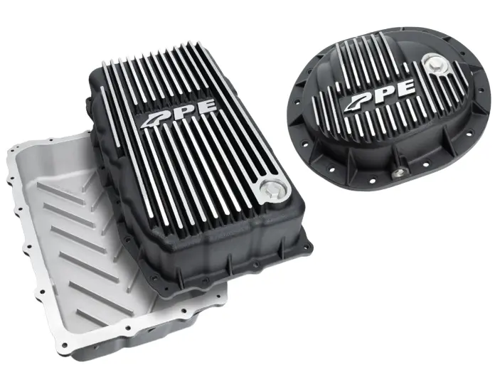 Ppe Brushed Deep Transmission Pan & Rear Diff Cover For 20-24 Gm 3.0L Duramax 1