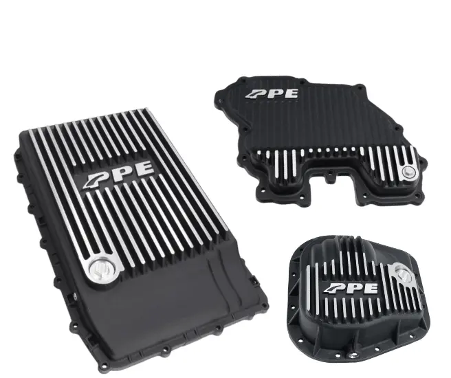 Ppe Brushed Trans Pan/Oil Pan/ Rear Diff Cover For 18-21 Ford F150 3.0L 10R80 1