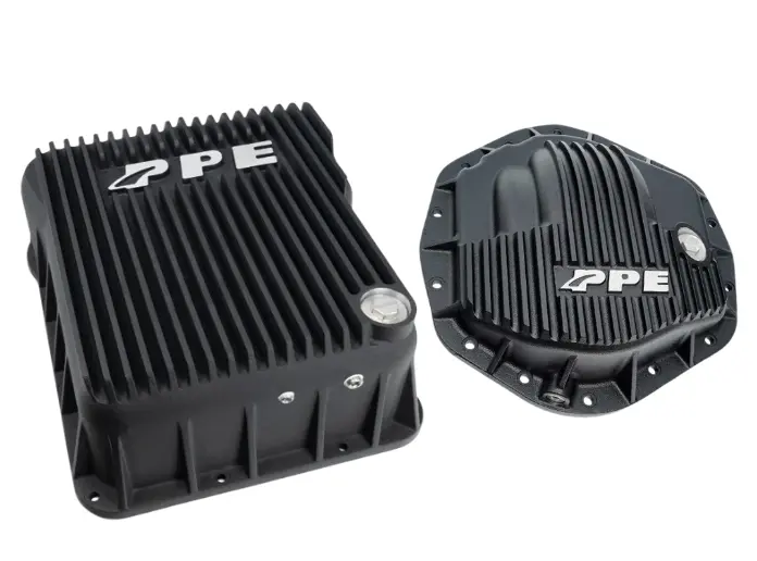 Ppe Deep Black Transmission Pan & Rear Diff Cover For 2001-2019 Gm 6.6L Duramax 1