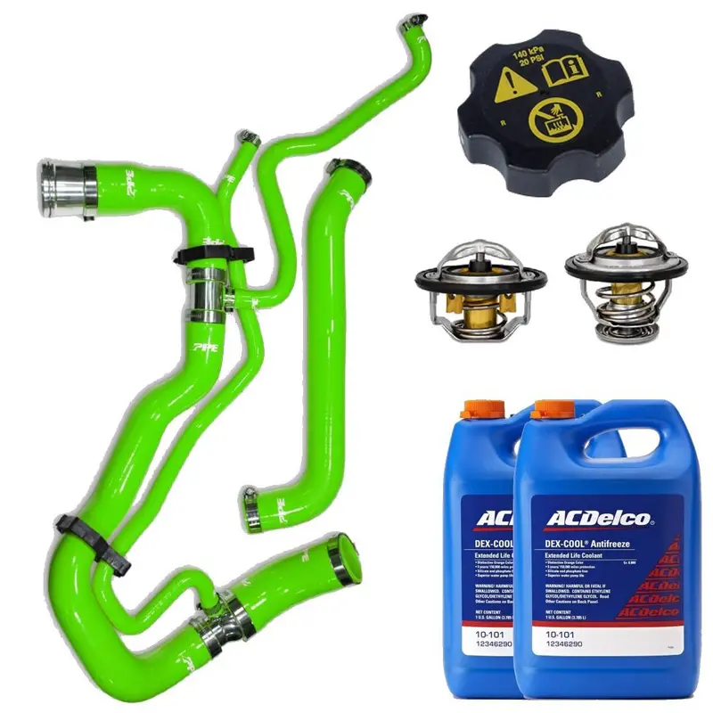 Ppe Green Radiator Hose/Thermostats/Acdelco Coolant & Cap For 11-16 6.6L Duramax 1