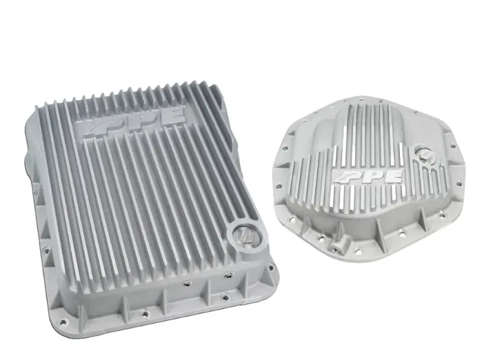 Ppe Heavy Duty Raw Transmission Pan & Rear Diff Cover For 01-19 Gm 6.6L Duramax 1