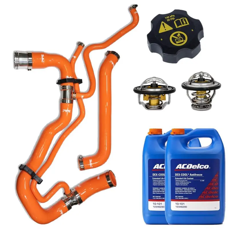 Ppe Orange Radiator Hose/Thermostat/Acdelco Coolant & Cap For 11-16 6.6L Duramax 1